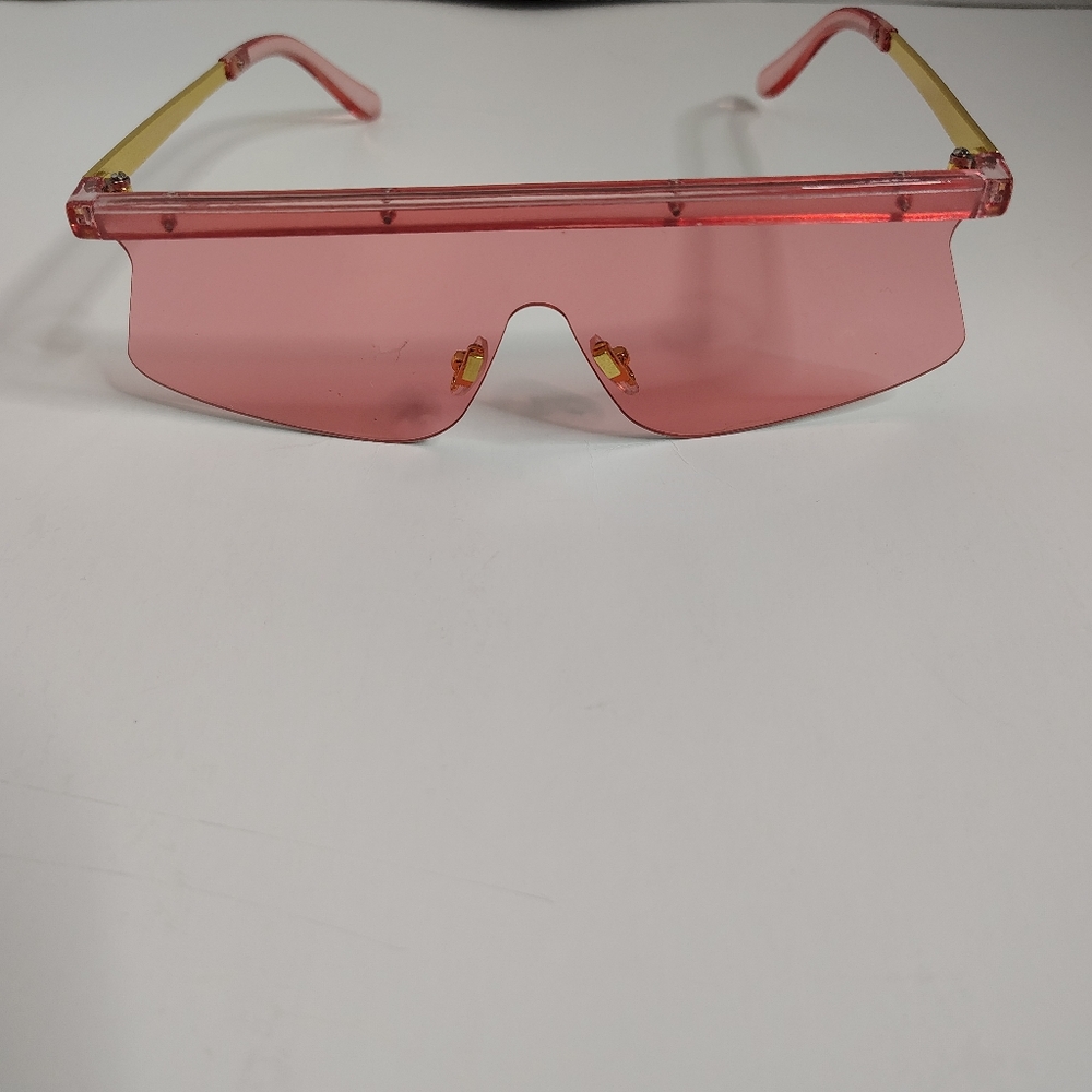 Retro Visor Pink Rectangular Fashion Sunglasses Rimless Small Shades New